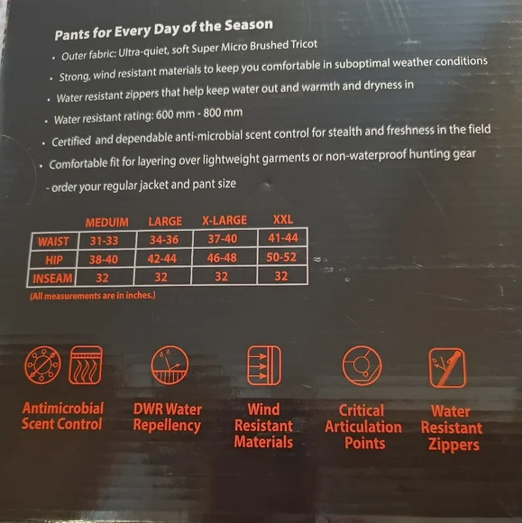 Mossy Oak Camo Medium Weight Hunting Pants New in Box Size XXL - Picture 6 of 6